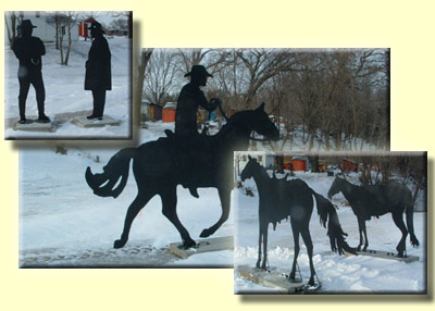 Jesse James Outlaw Sculptures in the Snow Jesse James Theme Park 