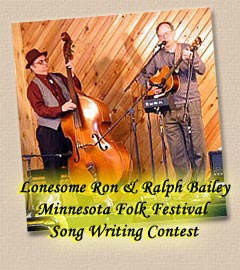 Lonesome Ron with Folk Singer Ralph Bailey - Minnesota Folk Festival song writing contest - Hastings, Minnesota